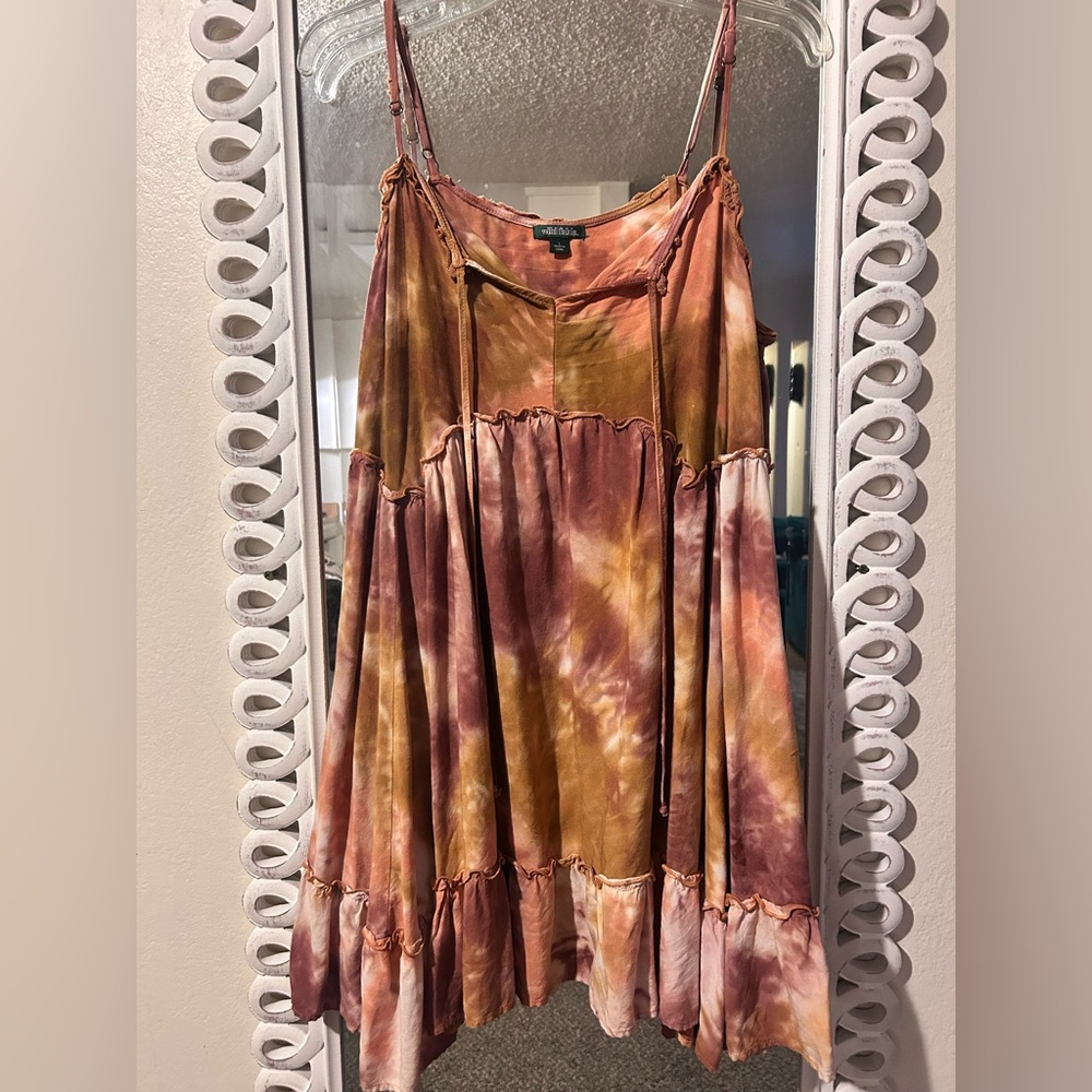 Wild Fable Rust & Honey Hued Tie Dye Babydoll Dress